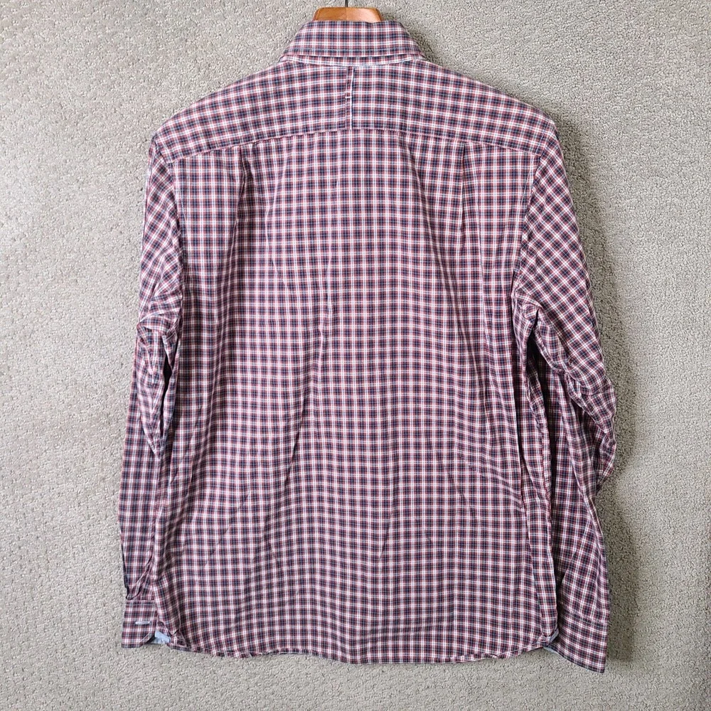 Banana Republic Shirt Mens Medium Red Plaid Soft Wash Button Down Cotton Casual